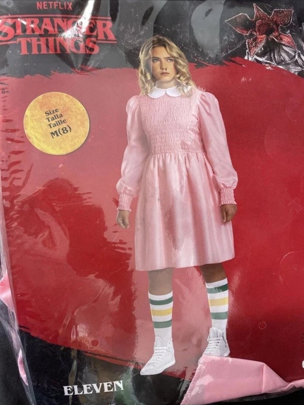 Stranger Things Eleven Costume Pink Dress Halloween Youth Medium Kids - Picture 4 of 4
